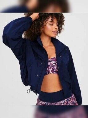 Offline by Aerie Soft Crop Windbreaker Jacket M Navy Blue